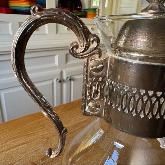 Vintage Glass Coffee Carafe with Silver Accents - Picture 5 of 8